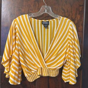 Angie Yellow and White Striped Blouse